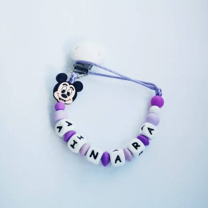 Chupetero Mickey Disney sencillo lila personalizado