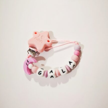 Chupetero luna rosa personalizado